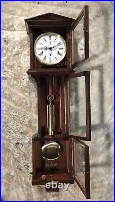 USA Hamilton Triple Chime 3 Spring Key Wound, One Weight Driven, Cherry Wood Case