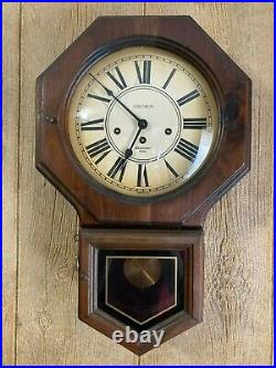 VERICHRON Wall Clock Westminster Chime with Key Vintage Wood Case