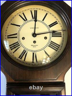VERICHRON Wall Clock Westminster Chime with Key Vintage Wood Case