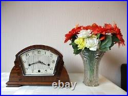 VINTAGE 1930s ART DECO WESTMINSTER CHIMING MANTLE CLOCK (WORKING)