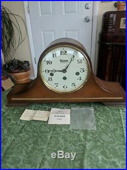 VINTAGE Bulova Westminster 4 Chime Mantel Clock Key Wind 2 Jewel Made in Germany