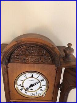 VINTAGE HOWARD MILLER 612-462 OAK WALL 8 DAY CLOCK With WESTMINSTER CHIME KEY WIND