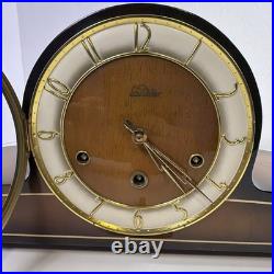 VINTAGE Lauffer Mantle Clock Mid Century Modern MCM Art Deco With Key