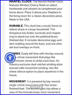 VTG 76th Anniversary Howard Miller Barrett 630-200 Mantel Clock EXCELLENT