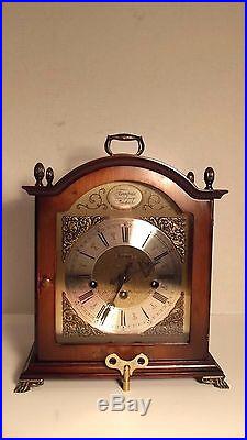 Vtg Nice Bulova German Crafted Wood Brass 8 Day Westminster Chime-working! Clock