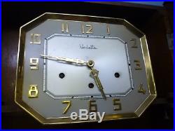 Vedette Art Deco Walnut Cased Westminster Chime Wall Clock In Working Order