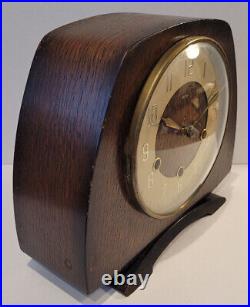 Vintage 1950's Smiths Oak Cased Westminster Chiming Mantel Clock with Silence