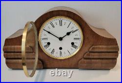 Vintage 1950's Walnut Art Deco Westminster Chiming Mantel Clock (Early 20th)