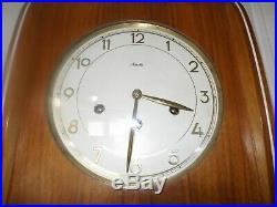 Vintage 1960s Mauthe Westminster Chimes Danish Modern Wall Clock German 8 Day