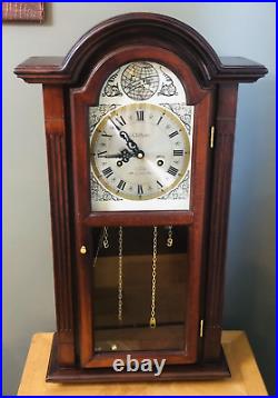 Vintage 28 Waltham 31 Day Chime Wall Clock Tempus Fugit Dark Wood Timepiece