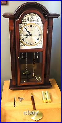 Vintage 28 Waltham 31 Day Chime Wall Clock Tempus Fugit Dark Wood Timepiece