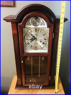 Vintage 28 Waltham 31 Day Chime Wall Clock Tempus Fugit Dark Wood Timepiece