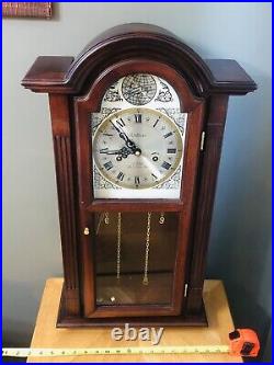 Vintage 28 Waltham 31 Day Chime Wall Clock Tempus Fugit Dark Wood Timepiece