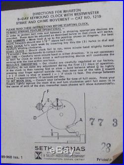 Vintage 8 Day Seth Thomas Moon Mantle Clock Westminster Chimes Original Box /key