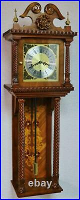 Vintage 8 Day Walnut & Marquetry Inlaid Musical Westminster Regulator Wall Clock
