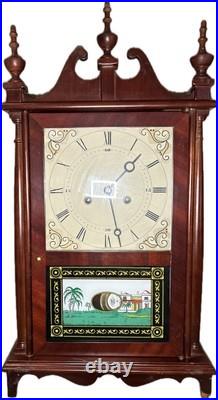 Vintage 8-day CLOCK With Stained Glass Works with Westminster Chimes 30x 14x5