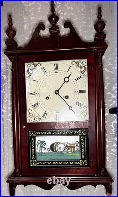 Vintage 8-day CLOCK With Stained Glass Works with Westminster Chimes 30x 14x5