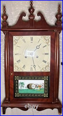 Vintage 8-day CLOCK With Stained Glass Works with Westminster Chimes 30x 14x5