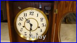 Vintage ALL wood, Beautiful Wall Clock/ Original Key & Pendulum, TESTED EC