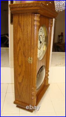 Vintage ALL wood, Beautiful Wall Clock/ Original Key & Pendulum, TESTED EC