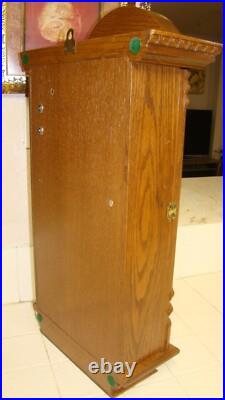 Vintage ALL wood, Beautiful Wall Clock/ Original Key & Pendulum, TESTED EC