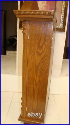 Vintage ALL wood, Beautiful Wall Clock/ Original Key & Pendulum, TESTED EC