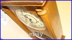 Vintage ALL wood, Beautiful Wall Clock/ Original Key & Pendulum, TESTED EC