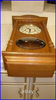 Vintage ALL wood, Beautiful Wall Clock/ Original Key & Pendulum, TESTED EC