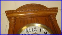 Vintage ALL wood, Beautiful Wall Clock/ Original Key & Pendulum, TESTED EC