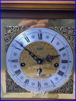 Vintage Alfry 12 Wood Mantel Clock Mechanical Windup Chime West Germany Tested