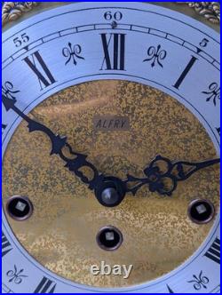 Vintage Alfry 12 Wood Mantel Clock Mechanical Windup Chime West Germany Tested