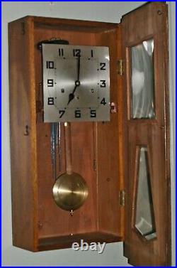 Vintage Art Deco Geometric Skyscraper Wall Westminster Chime Clock Works 29 x13