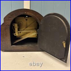 Vintage Art Deco Oak Cased Westminster Chime Mantel Clock Solid Heavy READ