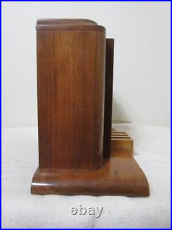 Vintage Art Deco Style Mantle Clock Wood-Pendulum-Key 9.5 H x 14W