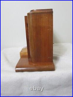 Vintage Art Deco Style Mantle Clock Wood-Pendulum-Key 9.5 H x 14W