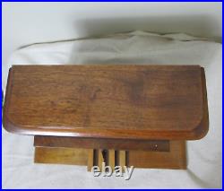 Vintage Art Deco Style Mantle Clock Wood-Pendulum-Key 9.5 H x 14W