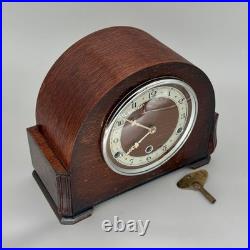 Vintage Bentima Oak Mantel Clock Perivale 8 Day Westminster Chime Serviced
