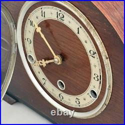 Vintage Bentima Oak Mantel Clock Perivale 8 Day Westminster Chime Serviced