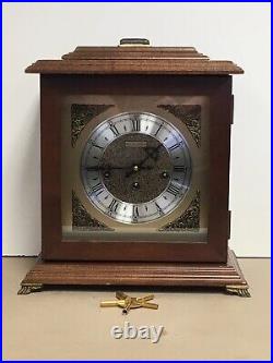 Vintage Bulova 340-020 Chime 8 Day Wind Mantel Clock #81 West Germany 21J With Key