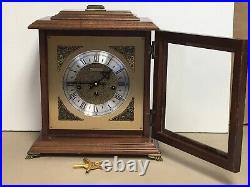 Vintage Bulova 340-020 Chime 8 Day Wind Mantel Clock #81 West Germany 21J With Key