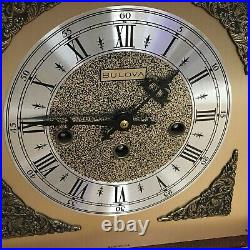 Vintage Bulova 340-020 Chime 8 Day Wind Mantel Clock #81 West Germany 21J With Key