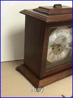 Vintage Bulova 340-020 Chime 8 Day Wind Mantel Clock #81 West Germany 21J With Key