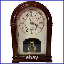 Vintage Bulova Walnut Finish Westminster Chimes Mantel Clock Tabletop