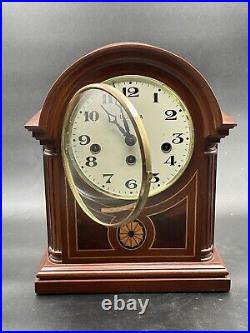 Vintage Bulova Westminster Chime Mantle Clock Made In Germany Inlaid Wood