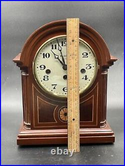 Vintage Bulova Westminster Chime Mantle Clock Made In Germany Inlaid Wood