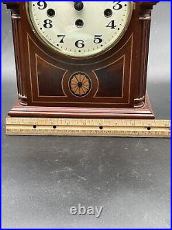 Vintage Bulova Westminster Chime Mantle Clock Made In Germany Inlaid Wood