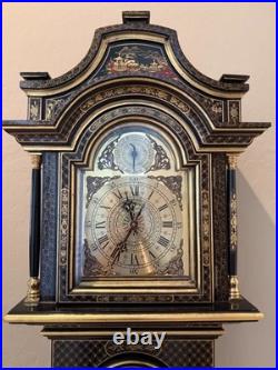 Vintage Chinoiserie REGULADORA Westminster Chime Black Laquer Grandfather Clock Vintage Chinoiserie REGULADORA Westminster Chime Black Laquer Grandfather Clock
