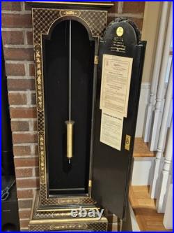 Vintage Chinoiserie REGULADORA Westminster Chime Black Laquer Grandfather Clock