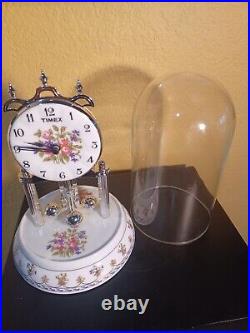 Vintage Clock Timex Chime ANNIVERSARY COUNTRY ROSE