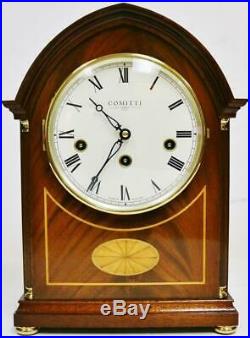 Vintage Comitti 8 Day Westminster Chime Musical Lancet Top Mantel Bracket Clock